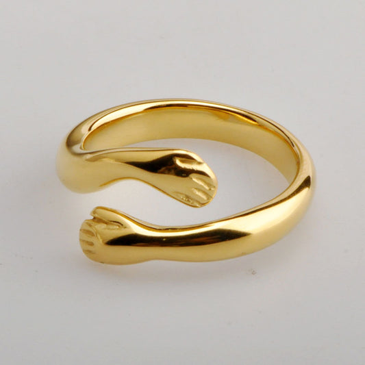 simple style u shape titanium steel plating 18k gold plated rings