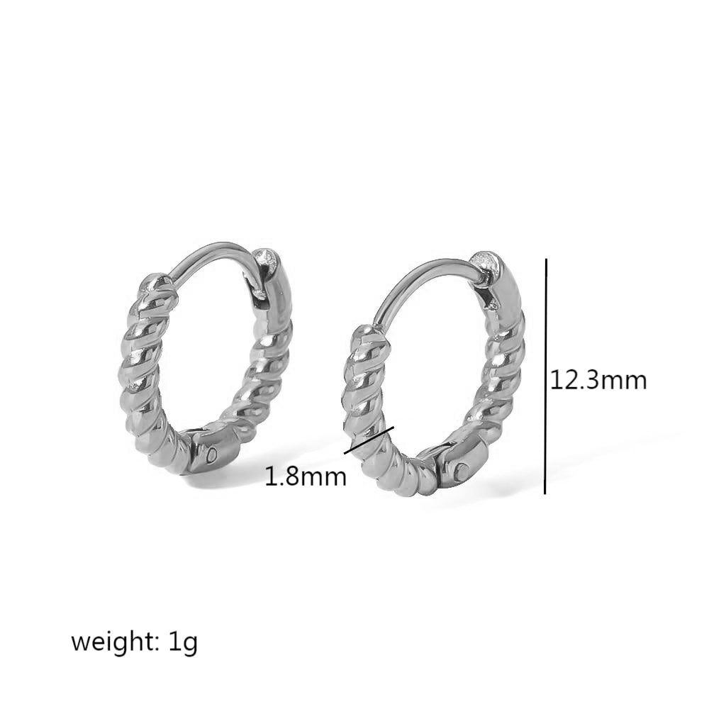 twist plating inlay stainless steel zircon 18k gold plated earrings