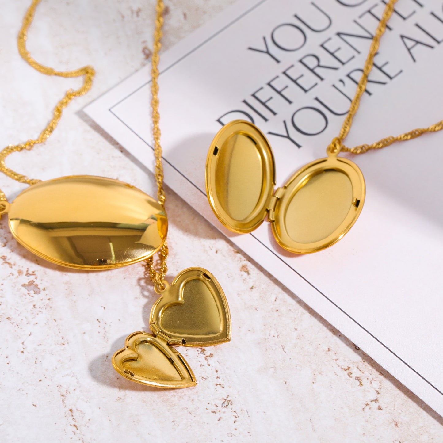 heart shape stainless steel plating 18k gold plated pendant necklace