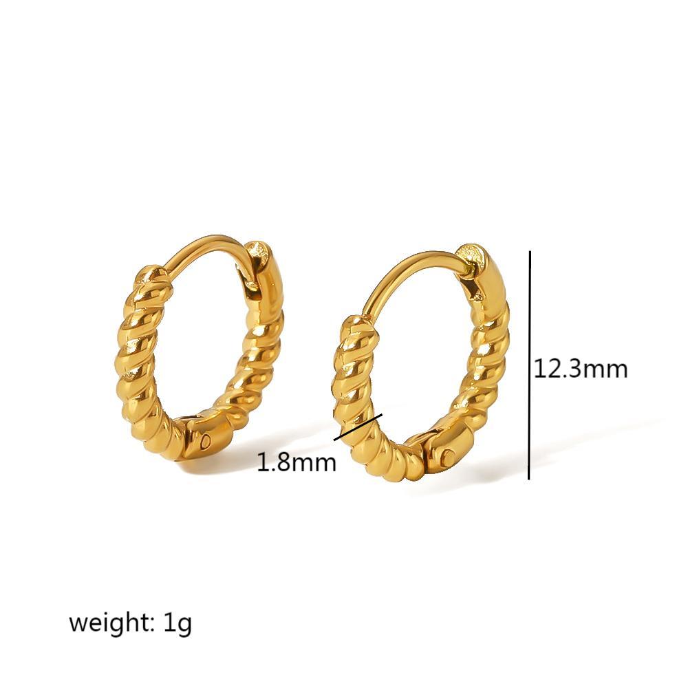 twist plating inlay stainless steel zircon 18k gold plated earrings
